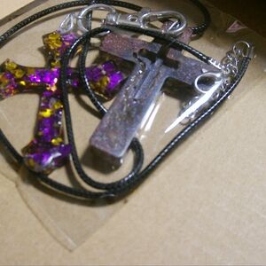 2 piece gold/purple necklace set